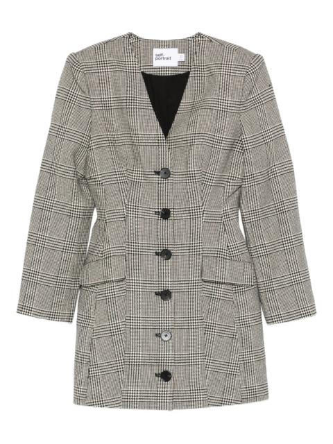 self-portrait check button mini dress