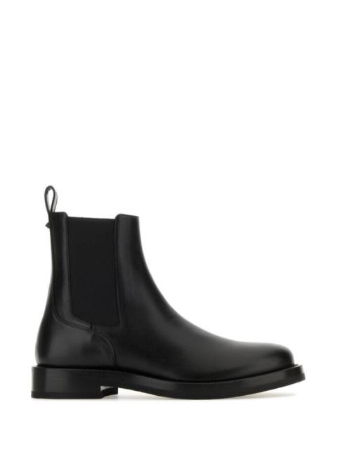 Black leather Rockstud ankle boots