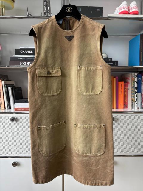 Prada Prada brown washed denim sleeveless dress