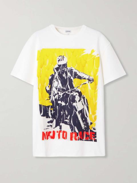 Printed cotton-blend jersey T-shirt White