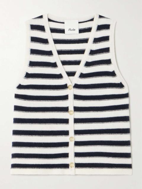 Striped cashmere vest Navy