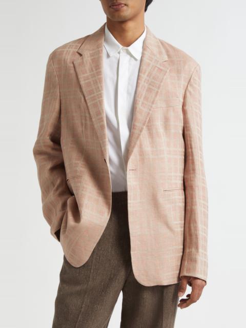 Our Legacy OUR LEGACY Unconstructed Shinjuku Linen Blazer in Hammock Check Crumpled Linen at Nordstrom