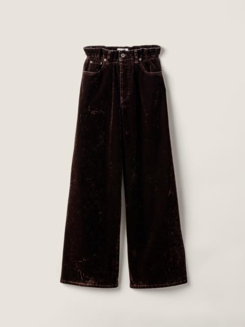 Miu Miu Washed flocked chambray pants