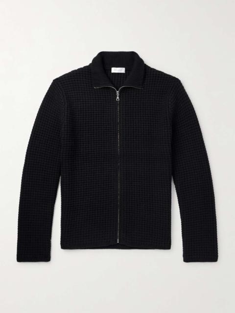 Slim-Fit Waffle-Knit Zip-Up Cardigan