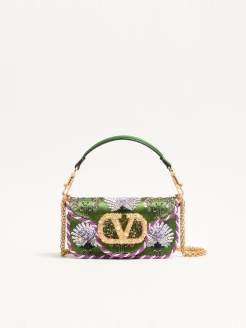 Valentino VALENTINO GARAVANI LOCÒ SMALL EMBROIDERED SHOULDER BAG WITH JEWEL LOGO