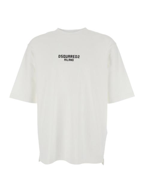 DSQUARED2 Dsquared2 Men White T-Shirt With Logo Print On The Front In Cotton Man