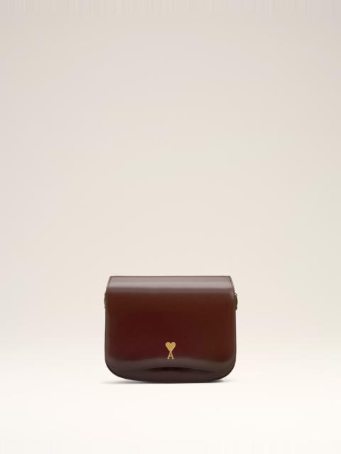 AMI Paris BURGUNDY GLAZED LEATHER PARIS PARIS BAG