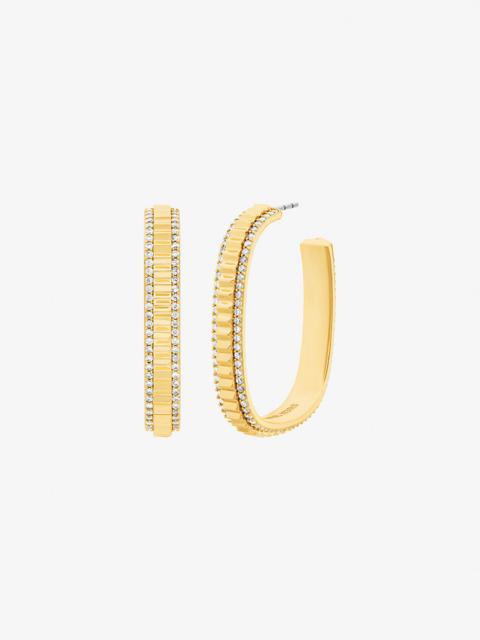 MICHAEL KORS Large Pavé Gold-Tone Brass Hoop Earrings