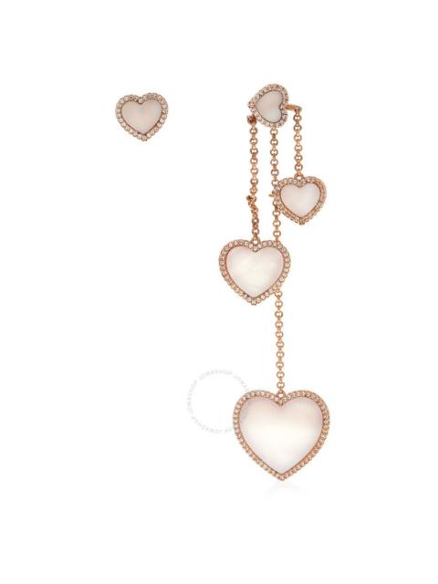Apm Monaco - APM Monaco Asymmetric Pink Nacre Paved Heart Earrings