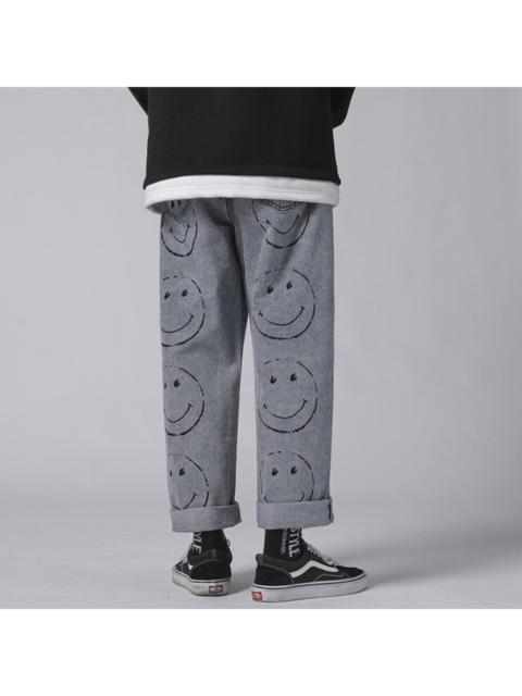 Other Designers Japanese Brand - Blue loose straight fit smiley face denim