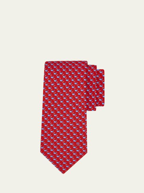 FERRAGAMO Men's Whale Micro-Print Tie