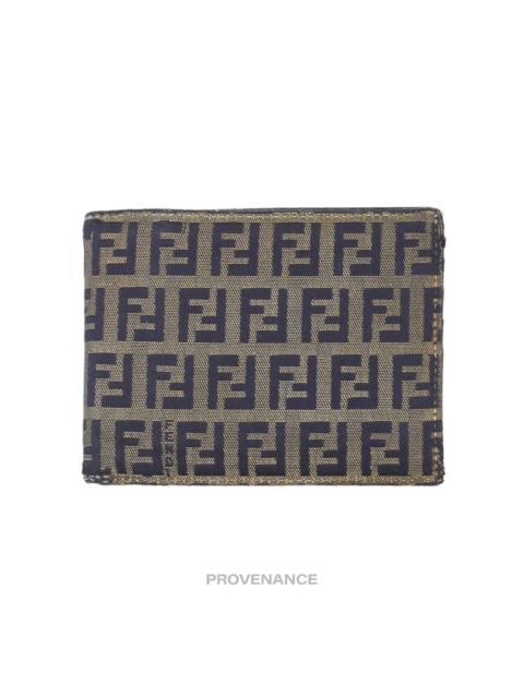 FENDI Fendi Bifold Wallet - Micro FF Zucca Canvas Navy