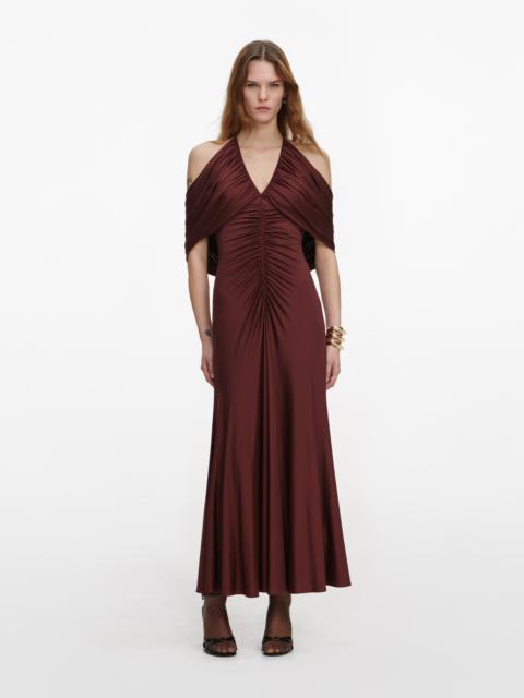 self-portrait Brown Jersey Drape Midi Dress