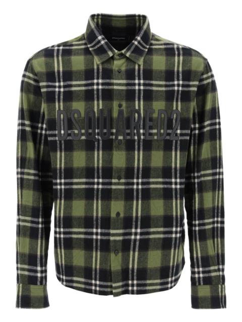 Dsquared2 Check Flannel Shirt With Rubberized Logo