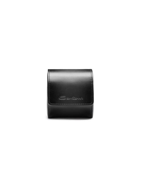 Santoni Black leather small watch case