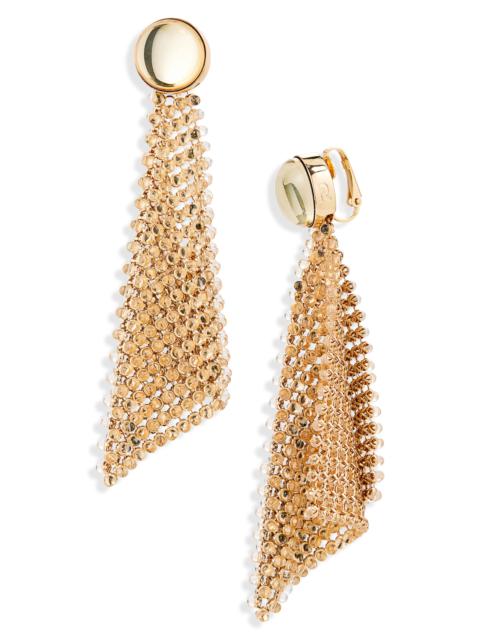 rabanne Rabanne Crystal Mesh Clip-On Drop Earrings in Gold /Transparent at Nordstrom