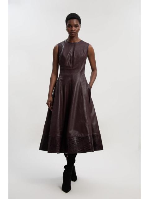 KAREN MILLEN Faux Leather Croc Full Midi Dress