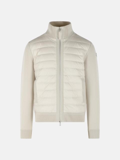 Moncler PADDED VIRGIN WOOL CARDIGAN WITH IVORY WHITE ZIP