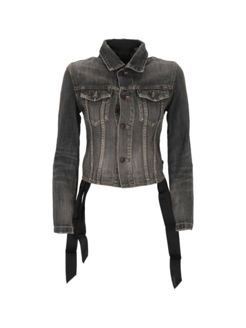 Lace-up denim jacket
