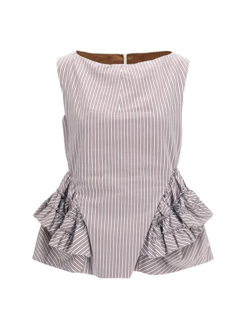 Dries Van Noten Dries Van Noten Women Striped Ruffled Peplum Top