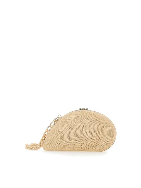 Other Designers Simkhai Bridget Beige Shell-Shaped Clutch In Raffia Woman