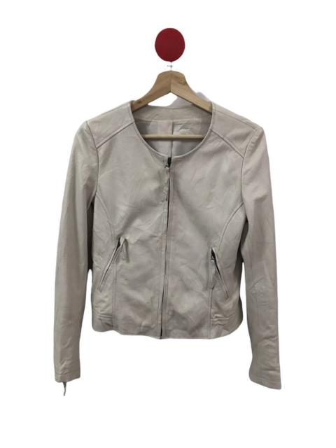 Vintage - Italy Women Custom Leather Small Cream Jacket