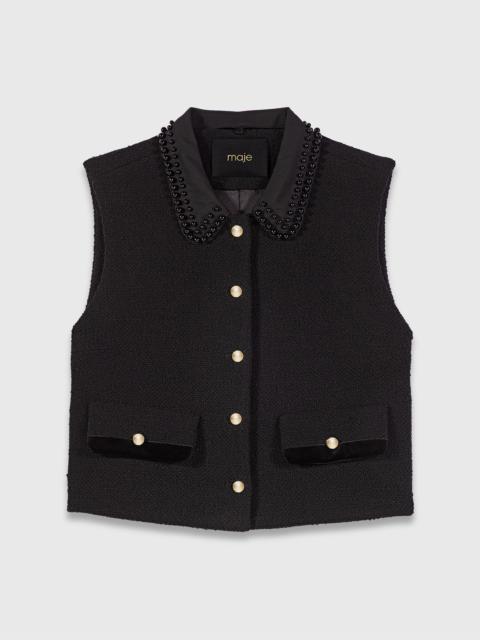 maje Tweed top with removable collar