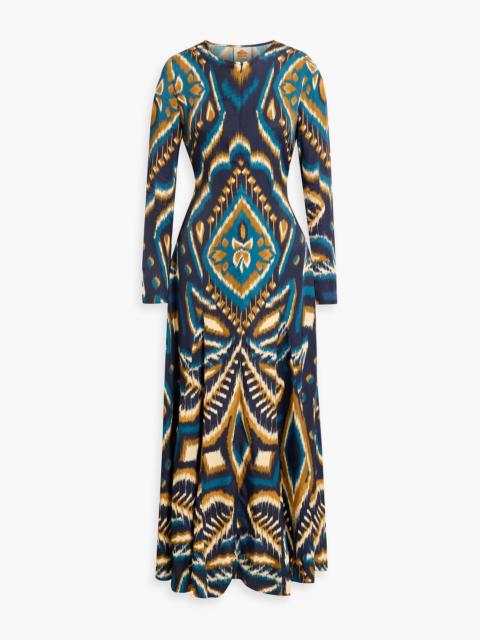 FARM RIO Printed crepe de chine maxi dress