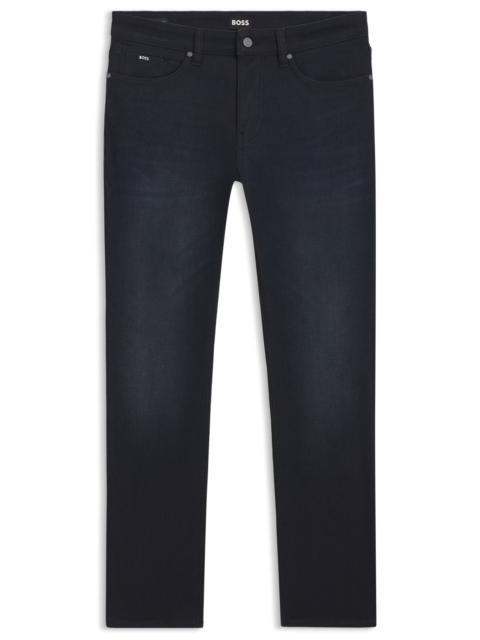 BOSS DELAWARE BLUE SLIM-FIT JEANS IN KNITTED DENIM