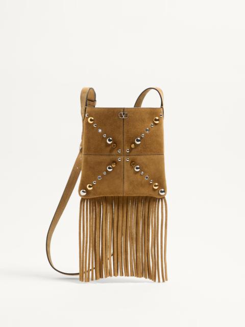 Valentino VALENTINO GARAVANI NELLCÔTE SMALL SHOULDER BAG IN SUEDE WITH FRINGES