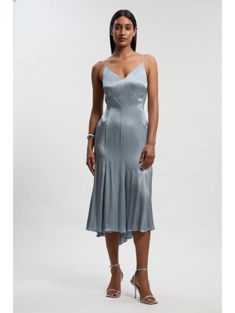 KAREN MILLEN Satin Back Crepe Strappy Woven Midi Dress