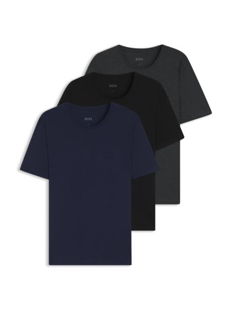 BOSS THREE-PACK OF LOGO-EMBROIDERED T-SHIRTS IN COTTON