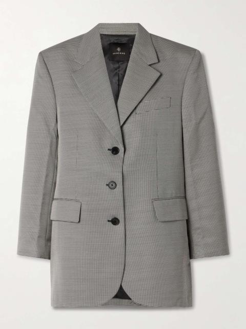Sara houndstooth wool-blend blazer Black