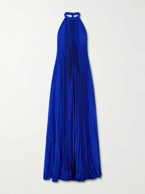 TOM FORD Plissé Silk Crepe De Chine Halterneck Gown