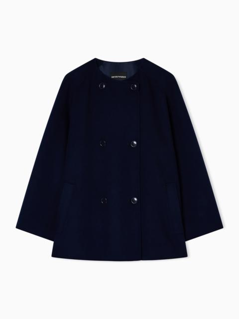 EMPORIO ARMANI DOUBLE-BREASTED WOOL AND CASHMERE PEA COAT