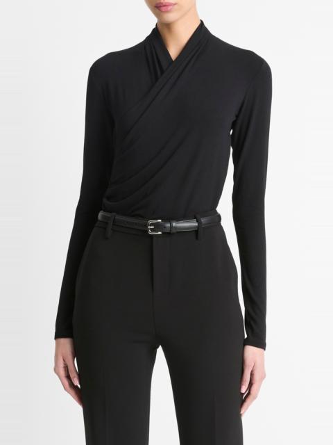 Vince Vince Long Sleeve Knit Wrap Top in Black at Nordstrom