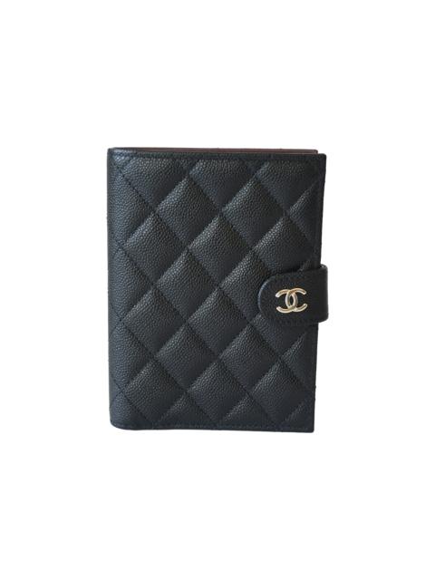 CHANEL Chanel 26C CC Caviar Quilted Passport Holder Wallet Black