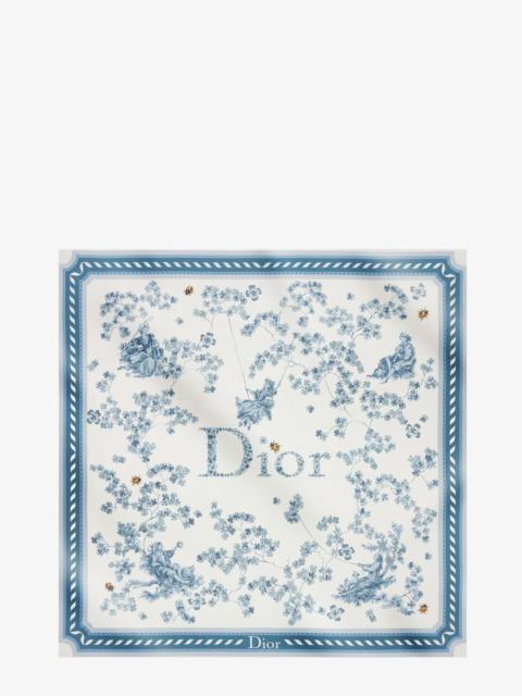 Dior Dior Women Silk Scarf With Toile De Jouy Clover 90 Pattern