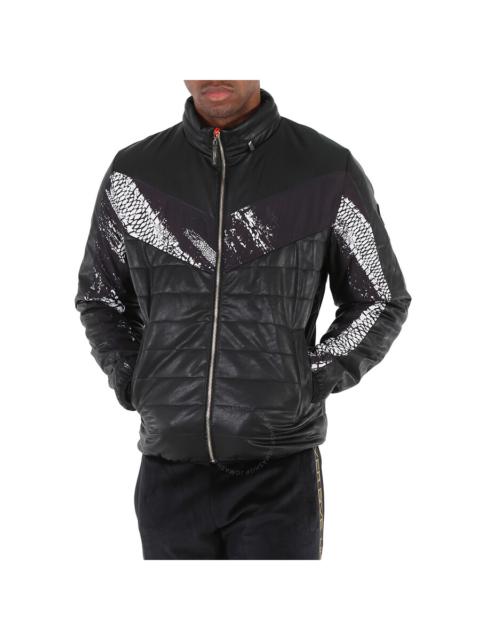 Roberto Cavalli Open Box - Roberto Cavalli Men's Panelled Python Print Puffer Jacket, Size X-Large