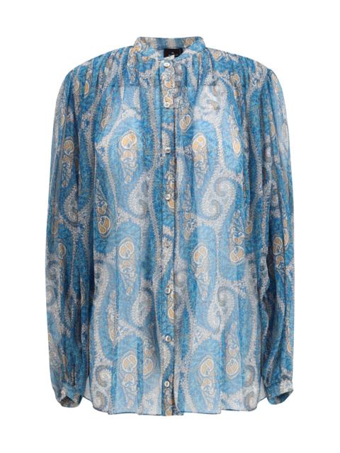 Etro Etro Women Pleated Shirt With Band Collar