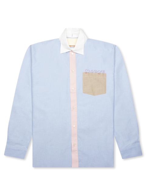 Marni CONTRAST COLLAR OXFORD SHIRT - SAPPHIRE