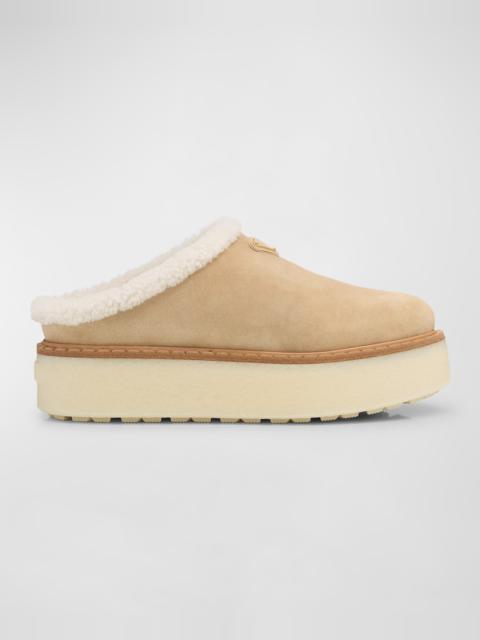 Suede Shearling Cozy Platform Mules