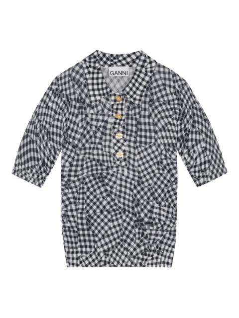GANNI Sheer Cotton Printed Polo