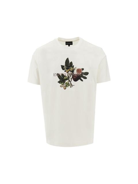 EMPORIO ARMANI ASV GLASS AND FOLIAGE PRINT T-SHIRT