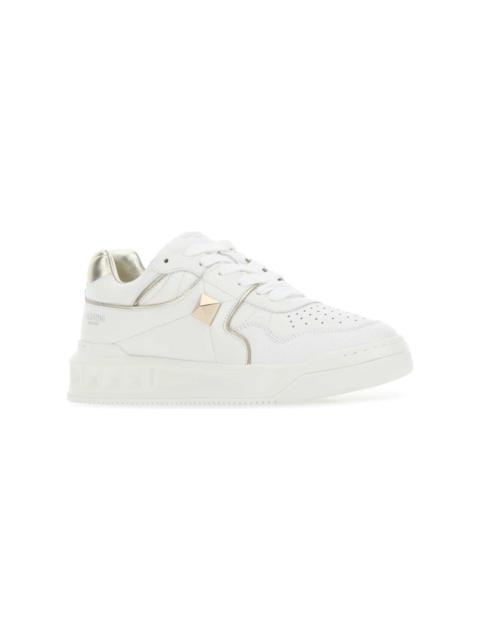 White Nappa Leather One Stud Sneakers