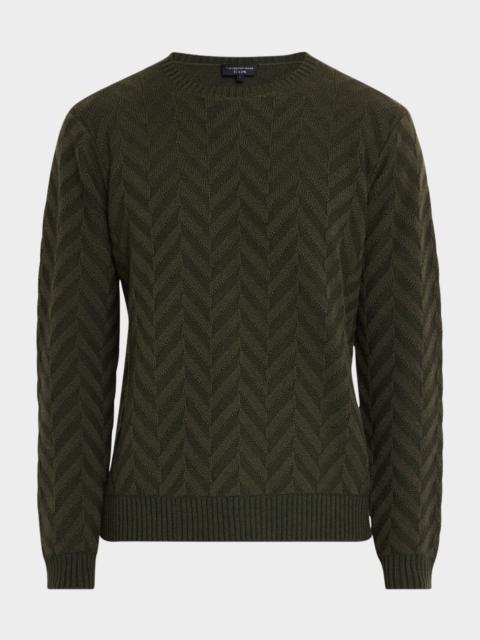 Men's Wool Jacquard Chevron Crewneck Sweater