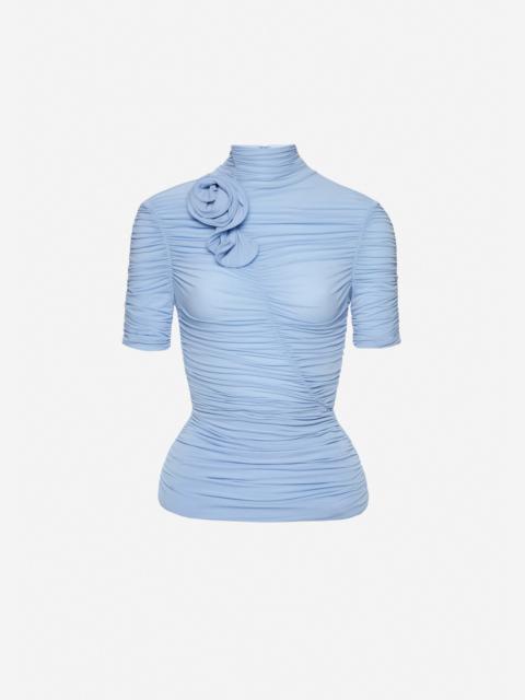 MAGDA BUTRYM Ruched cupro-blend top in light blue