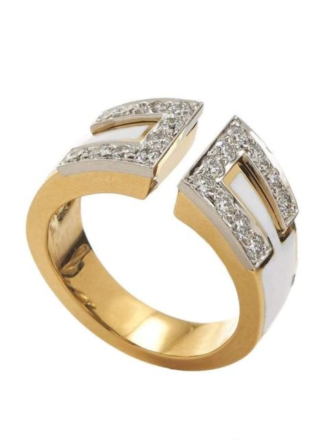DAVID WEBB White Enamel Gap Ring