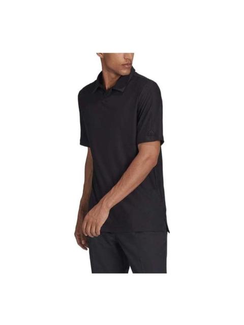 adidas Men's adidas Solid Color Logo Embroidered Short Sleeve Black Polo Shirt GS4865