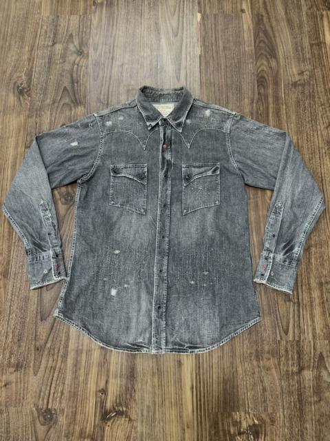 Other Designers RARE Edwin Destroy Style Western Shirt Snap Button